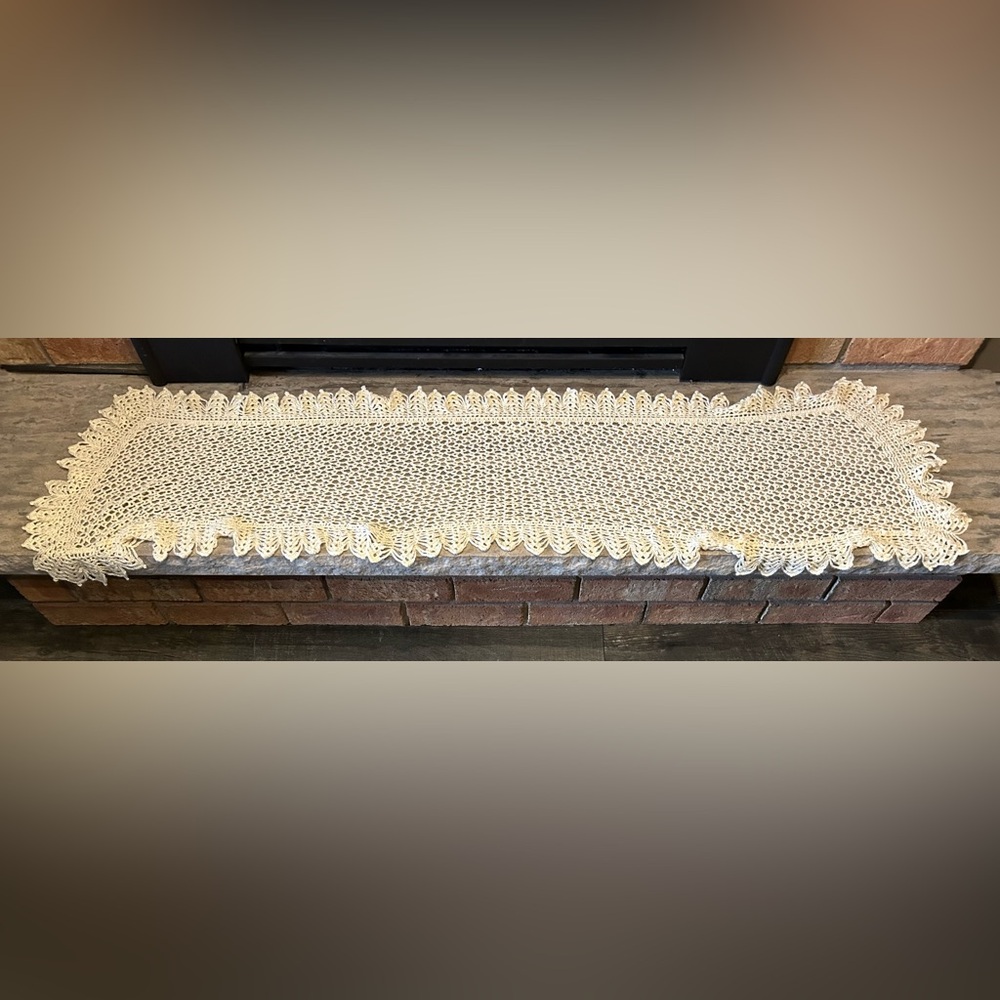 Handmade Elegant Cream Crochet Table Runner